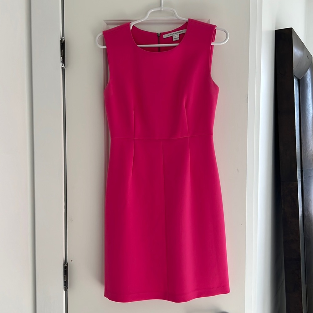 Diane Von Furstenberg Hot Pink Sleeveless A Line Dress